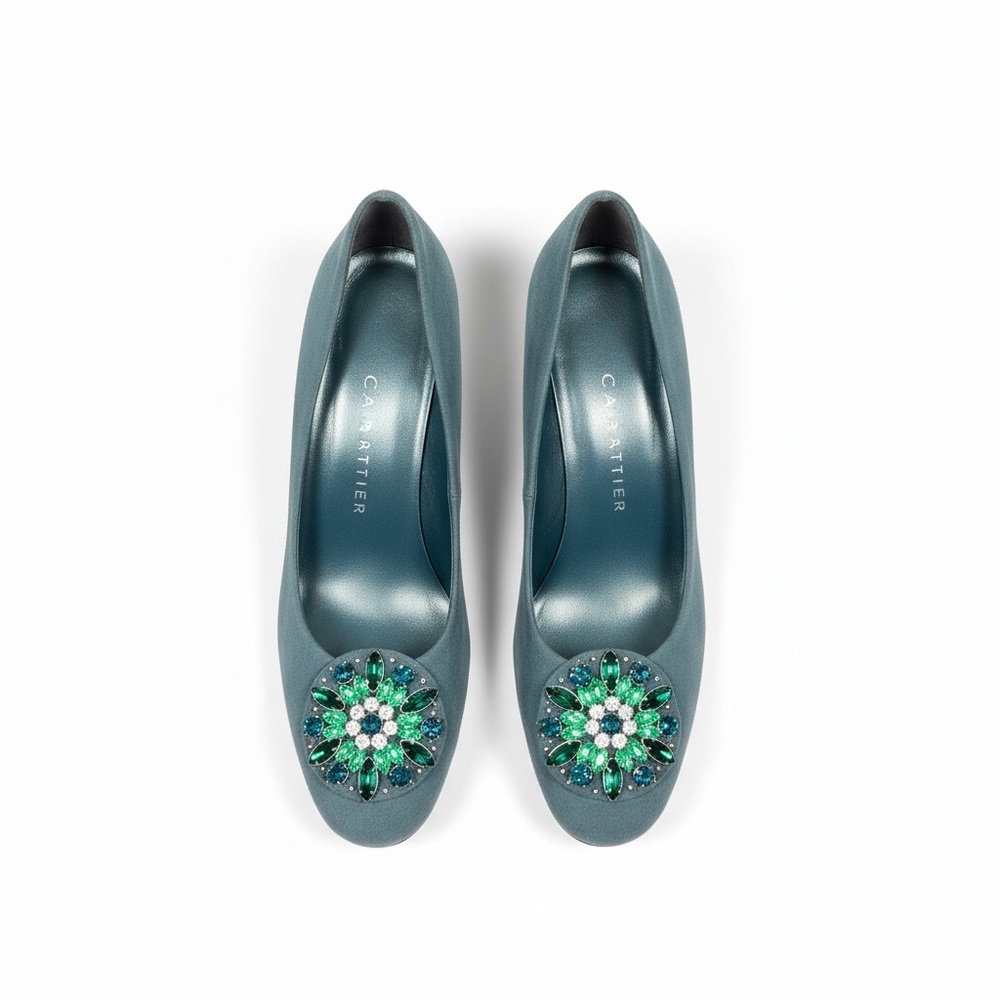 Roland Cartier Green Embellished Women's Shoes